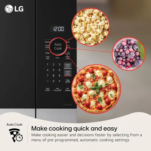 Vista 5 de LG Microondas para encimera, 1.1 pies cúbicos, negro, 20.1 x 11.4 x 15.7 pulgadas, interior EasyClean, 900 vatios