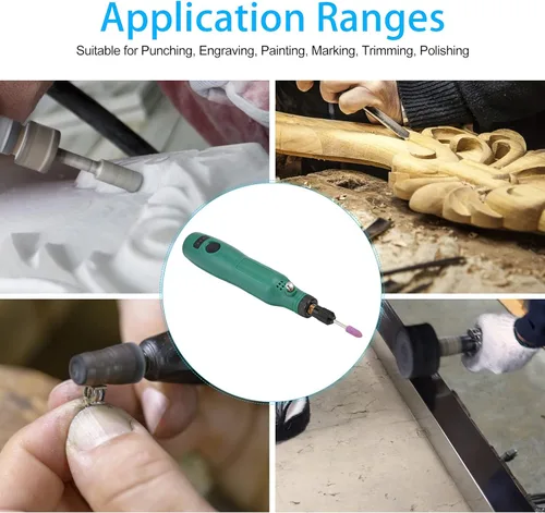 Vista 2 de Mini herramienta giratoria inalámbrica, kit de herramientas de amoladora eléctrica ajustable de 3 velocidades con 28 accesorios, taladro eléctrico