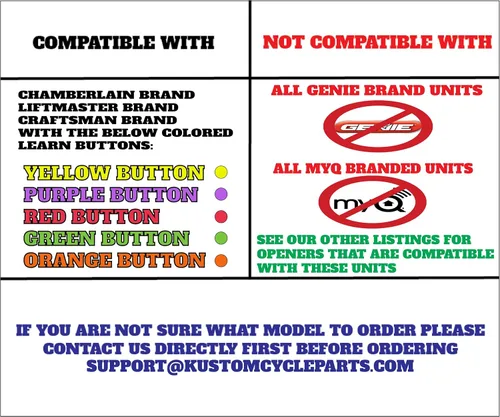 Vista 2 de Kustom Cycle Parts Mando a distancia universal para puerta de garaje hecho para adaptarse a los modelos Harley Davidson Touring. Botón de perfil