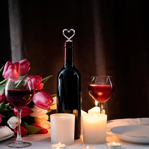 Vista 6 de Tapón de vino reutilizable con forma de corazón, tapón de botella de bebida de vino, tapa de salida de vino para vino, champán, colección de cerveza