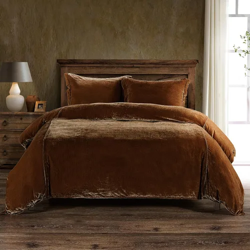 Vista 7 de HiEnd Accents Stella - Juego de funda de edredón de 3 piezas de terciopelo de seda sintética con 2 fundas de almohada, tamaño Queen, negro, ropa