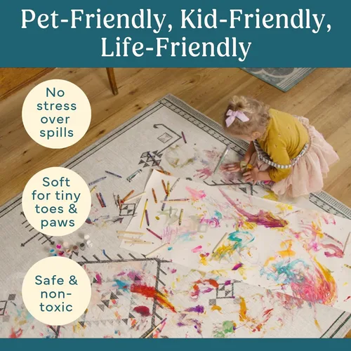 Vista 6 de RUGGABLE Delphina Alfombra de pasillo, perfecta alfombra vintage lavable para entrada, pasillo, cocina, apta para mascotas y niños, resistente a