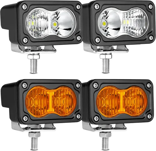 Vista 8 de Cápsulas LED ámbar, 2 unidades de luz de conducción de 40 W y 3 pulgadas, luz antiniebla ámbar, impermeable, para parachoques todoterreno, cubo