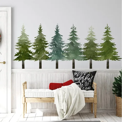 Vista 9 de Calcomanía de pared de árbol gigante de 70 pulgadas, calcomanías de pared de árbol de abedul blanco, calcomanías de árboles grandes, calcomanías