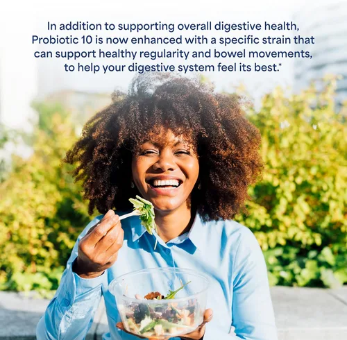 Vista 4 de Puritan's Pride Probiótico 10 con vitamina D para ayudar a apoyar la salud del sistema inmunológico, cápsula, 60 unidades, blanco