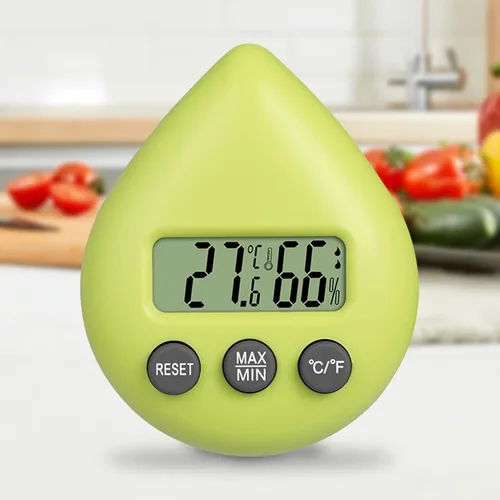 Vista 3 de Medidor de humedad electrónico preciso 2 en 1, lindo termómetro higrómetro, batería AAA, mini sensor de humedad, termómetro para temperatura Negro