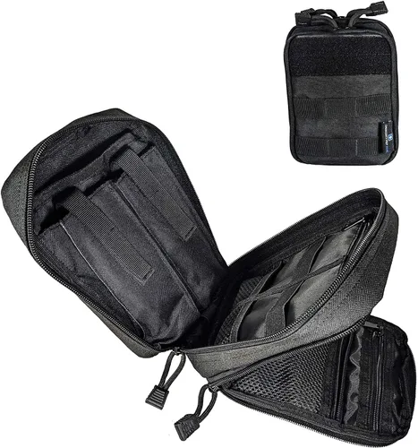 Vista 8 de EPG Tactical Molle EDC Organizador - Bolsa de supervivencia modular grande negra con bolsa de primeros auxilios