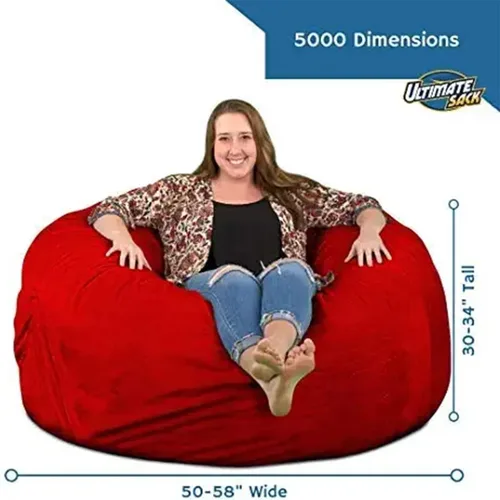 Vista 26 de ULTIMATE SACK Sillón tipo puf de 5 pies, puf de gran tamaño para adultos, cómodo sillón tipo puf, sofá tipo puf para tumbarse, sofá tipo puf