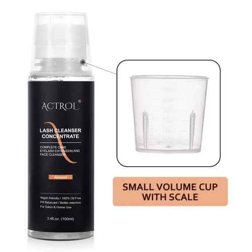Vista 3 de Limpiador de pestañas concentrado de 3.4 fl oz, champú profesional de pestañas de almendra, limpiador de pestañas concentrado para extensiones