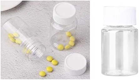 Vista 5 de HLLMX - 8 botellas vacías de plástico transparente para píldoras, botella de reactivo químico, botella de líquido botella de polvo sólido, 0.7 fl oz