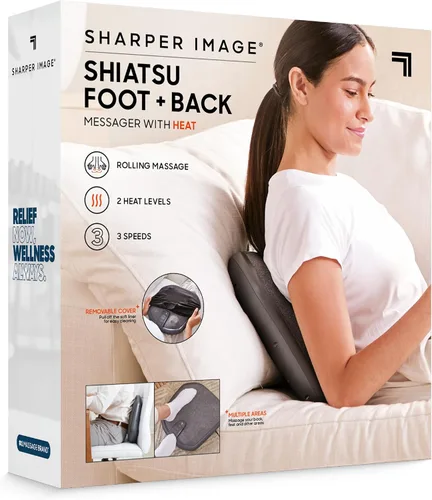 Vista 6 de Sharper Image® Shiatsu Masajeador de pies y espalda con calor y cubierta lavable Herramienta portátil de masaje de tejido profundo Almohadilla