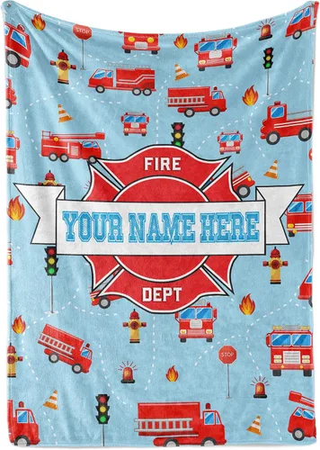 Vista 7 de Manta de bombero personalizada acogedora Manta personalizada para cama infantil Decoración de dormitorio de bombero Manta de forro polar suave