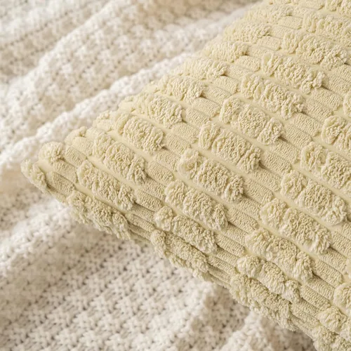 Vista 5 de MIULEE - Paquete de 2 fundas de cojín decorativas de corduroy, estilo euro, con diseño boho a rayas, suaves, decoración moderna del hogar