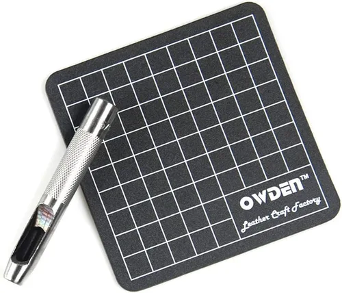 Vista 3 de OWDEN Juego de 6 perforadores de agujeros huecos (1/8" - 5/16"), herramientas de punzón de cuero, con una alfombrilla de corte gratis