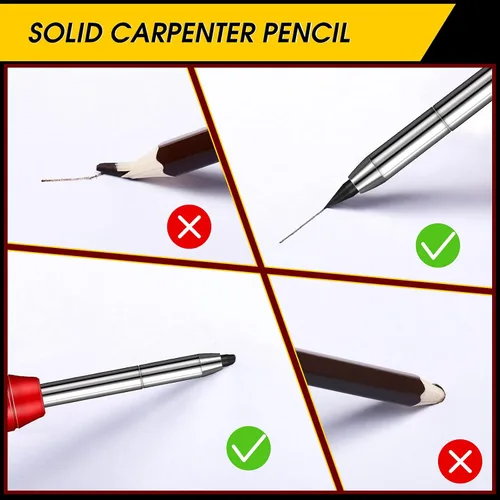 Vista 3 de Outus Lápiz de carpintero sólido con sacapuntas y lápices mecánicos para pisos de madera, marcador, carpintero, dibujo, carpintería, arquitecto (13)
