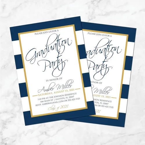 Vista 2 de Graduation Party Invitation Graduation Party Navy and Gold Graduation Invitation Class of 2021 College High School