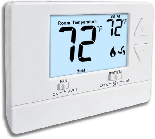 Vista 8 de Termostato no programable para casa, termostato digital de ahorro de energía, sistemas de una sola etapa, 1 calefacción/1 refrigeración, fácil Azul