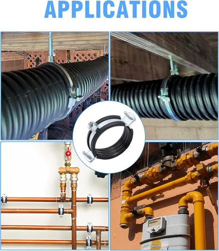 Vista 5 de 10 piezas de soporte de tubo de anillo dividido, resistente, ajustable, abrazadera de montaje en pared, soporte de tubería de montaje en techo