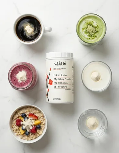 Vista 8 de Péptidos de colágeno tipo 1 y 3 + proteína aislada de suero + monohidrato de creatina – polvo de proteína sin sabor – solo 3 ingredientes, 3 en 1