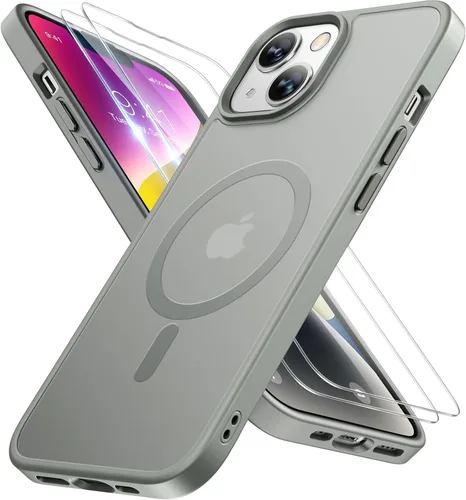 Vista 23 de Miracase - Funda magnética para iPhone 13 de 6.1 pulgadas (compatible con MagSafe) (con 2 protectores de pantalla), protección de grado militar