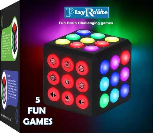 PlayRoute Cubo electrónico de juego de memoria y cerebro – Divertidas ideas de regalo de juguete para niños y niñas de 6 a 12 años o más – Juguetes
