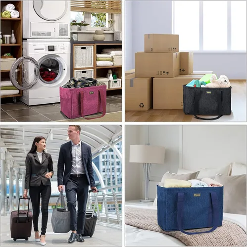 Vista 6 de BALEINE Bolsa de Utilidad Suave Extra Grande de 9 Galones, Bolsa de Almacenamiento Plegable Reutilizable (Rosa Baya)