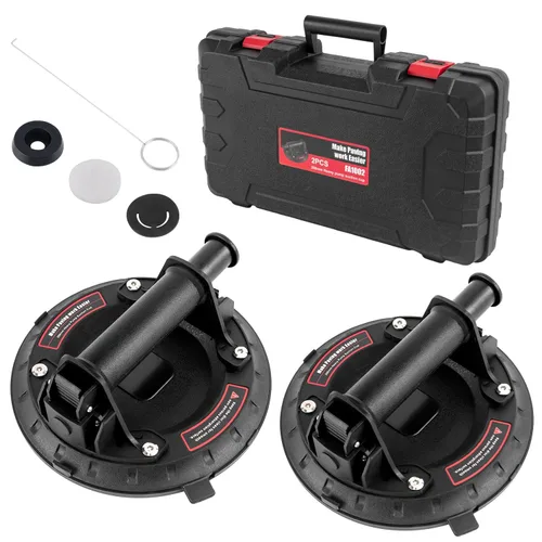 Mango de ventosa de vidrio de 8 pulgadas, (paquete de 2) ventosa al vacío resistente para levantar vidrio grande, azulejos, mármol, suelo con mango