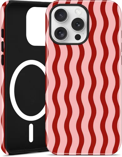 Vista 62 de Jusy Compatible con MagSafe Funda de Teléfono a Rayas para iPhone 7/8/SE, Bonita Funda de Teléfono Protectora Magnética Estética de TPU Suave y PC