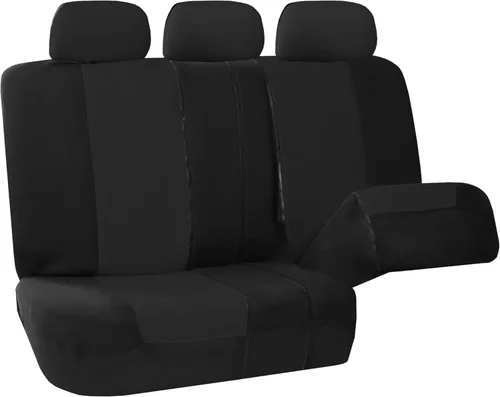 Vista 3 de FH Group Funda de asiento de coche para asiento trasero de tela plana multifuncional, ajuste universal, combo negro 3D ambientador trasero con banco
