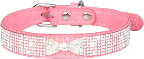 Vista 21 de Lindo collar para perro con diamantes de imitación brillantes, elegante collar de cristal con purpurina bonita joya suave para perros de raza