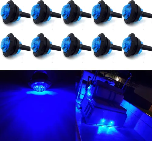 Vista 12 de Luces LED para barco marino impermeables (5 rojas + 5 verdes), luces de cortesía submarinas y de cubierta, 12V para yate, barco, pesca, pontón