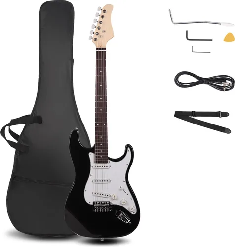 Ktaxon - Guitarra eléctrica de 39 pulgadas, kit de guitarra de cuerpo sólido de tamaño completo para principiantes con bolsa para viaje, correa,