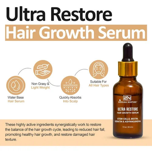 Vista 3 de Ultra Restore - Suero para el crecimiento del cabello - Promueve el crecimiento más completo del cabello y reduce la pérdida de cabello, nutre