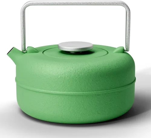 Vista 20 de Toptier Tetera con Infusor Extraíble, Hervidor de Té de Hierro Fundido Apto para Estufa, Diseño Cilíndrico de Geometría Sólida, Tetera Recubierta