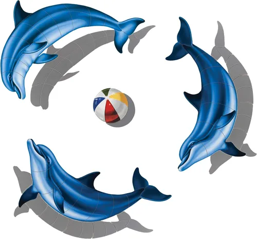 Vista 4 de Dolphin Group - Mosaico de porcelana para piscina (10 x 10 pulgadas)