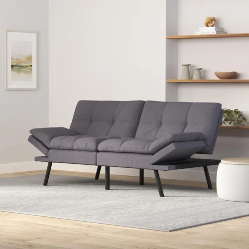 Vista 2 de Maxspeed Sofá cama futón, sofá de espuma viscoelástica, sofá biplaza convertible, sofá cama moderno, juegos de futón para apartamentos pequeños