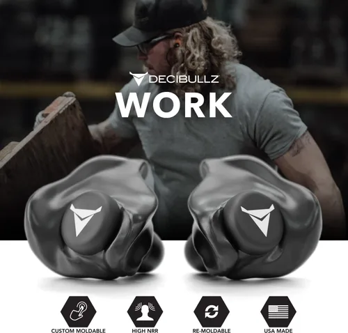 Vista 5 de Decibullz - Tapones para oídos moldeables a medida, 31 dB NRR más alto, protección auditiva cómoda para disparar, viajar, trabajar y conciertos