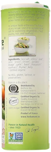 Vista 4 de A. Vogel Herbamare Sal marina sazonada – USDA Orgánica – Sal condimento infundida con 12 hierbas – 33% menos de sodio – Sin OMG – Sin gluten