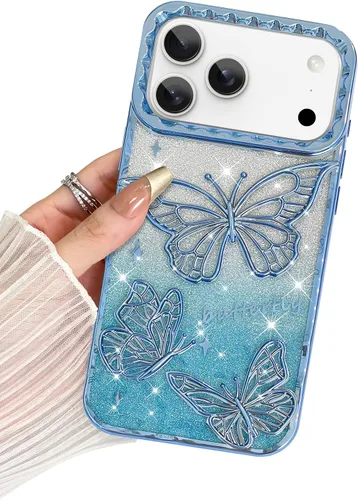 Vista 57 de BITOBE Diseñada para iPhone 16 Pro Max, Bonita Funda de Mariposa 3D Delgada con Chapado Brillante Reluciente de Lujo para Mujeres y Niñas Protectora