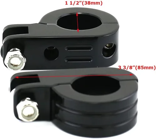 Vista 4 de Kits de montaje de abrazadera P de clavija de pie de carretera de 1 1/2" (38 mm) compatibles con barras de motor Harley Touring Road King, negro