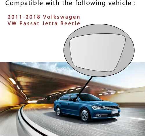 Vista 2 de Reemplazo de vidrio inferior del espejo lateral del conductor para 2011 2012 2013 2014 2015 2016 2017 2018 Volkswagen VW Passat Jetta Beetle - Para