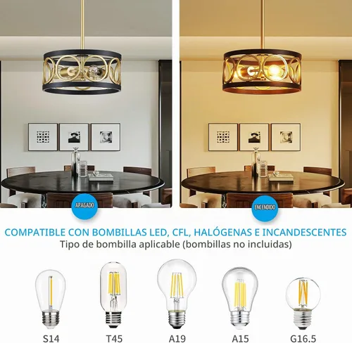 Vista 3 de XINGQI Candelabro moderno de 3 luces, lámpara colgante de 13", altura ajustable, accesorios de iluminación para comedor, dormitorio, sala de estar