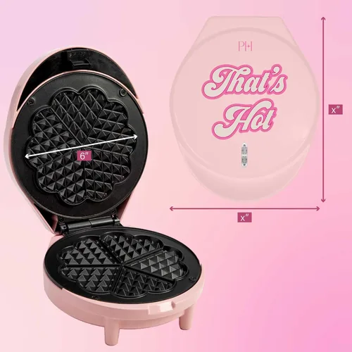 Vista 7 de Paris Hilton Máquina para hacer waffles de corazón, hace 5 mini waffles en forma de corazón o 1 waffle individual, placas antiadherentes fáciles