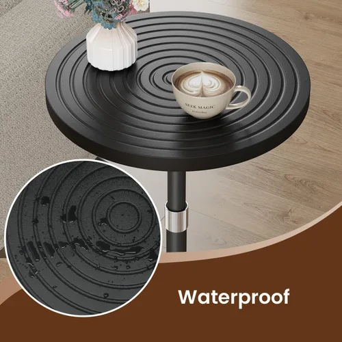 Vista 7 de Asgolion Mesa auxiliar redonda, mesa de bebidas de altura ajustable para espacios pequeños, mesa de Martini con pedestal, mesas de cóctel, base