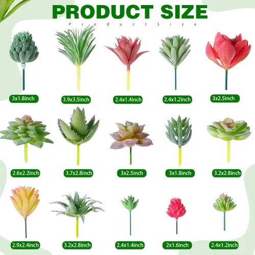 Vista 4 de WILLBOND 38 piezas de mini suculentas artificiales de verano, pequeñas plantas suculentas falsas, variadas sin maceta, flores de plástico realistas