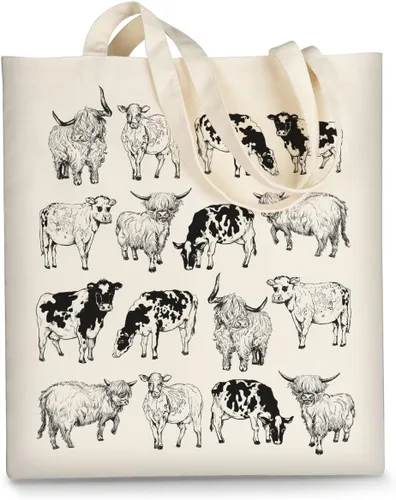 Vista 7 de Bolsa de lona AUSVKAI estética para mujer, lindas bolsas de tela reutilizables de algodón para compras, playa, comestibles