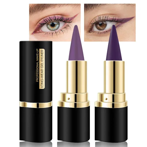 Vista 16 de Kaely Lápiz delineador de ojos en gel gris, lápiz delineador de ojos impermeable a prueba de manchas, maquillaje de gato gótico para Halloween