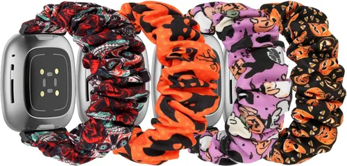 Vista 9 de Bandas elásticas compatibles con Fitbit Sense/Sense 2/Versa 3 / Versa 4 para mujer, paquete de 4 correas elásticas de repuesto de nailon elástico