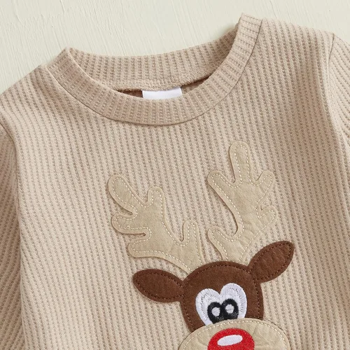 Vista 44 de Conjunto de Navidad para bebé niño con camisa divertida larga y pantalón conjunto de ropa de primera Navidad para niños de 6 a 12, 18, 24 meses 2T