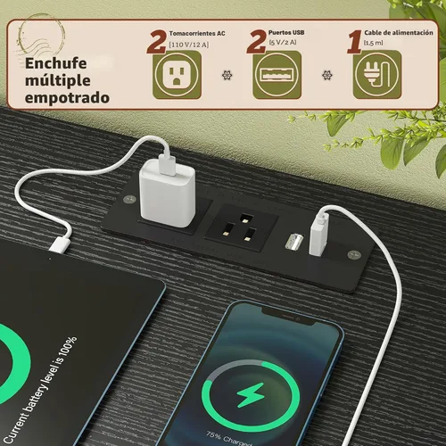 Vista 5 de Romorgniz Cómoda de 55 pulgadas de ancho para dormitorio con 9 cajones, soporte de TV LED con tomas de corriente para TV de 45, 55, 65 pulgadas